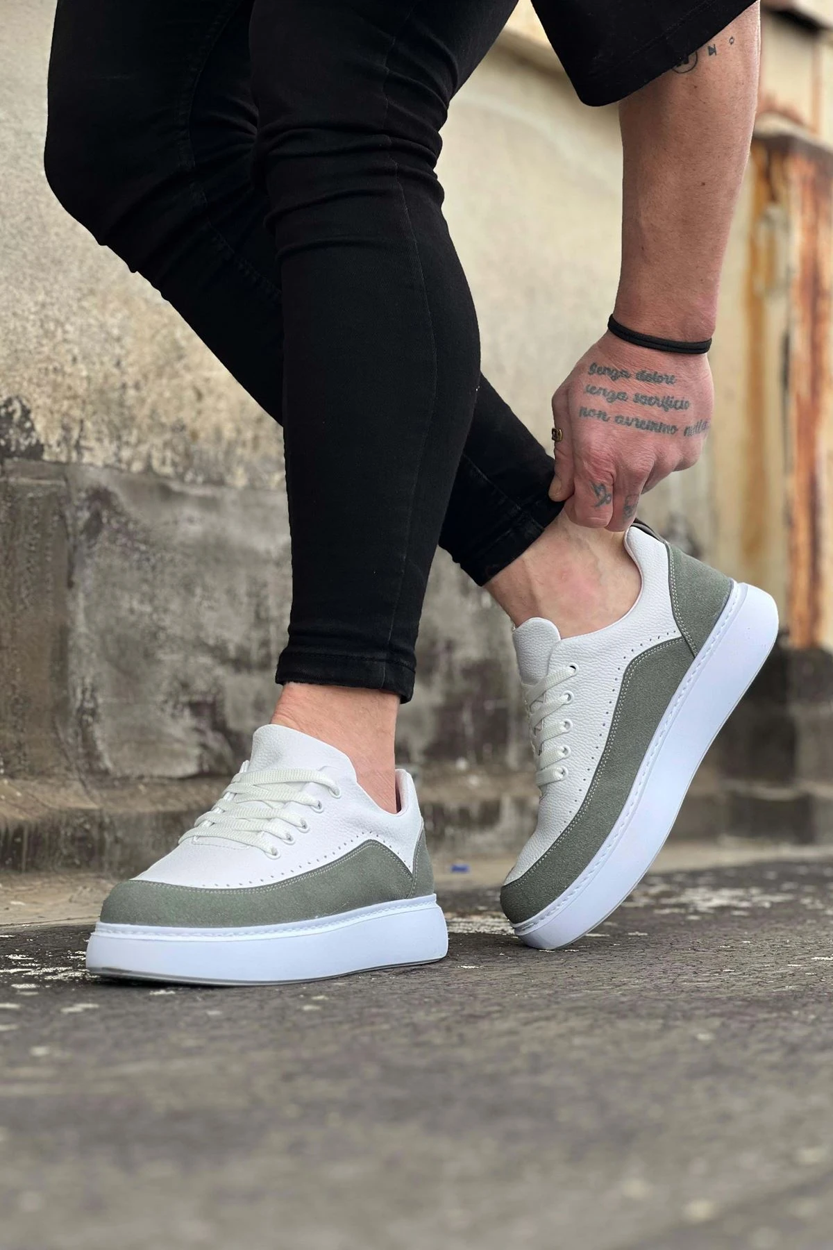 Wagoon WG162 Beyaz Gri Ortopedik Taban Erkek Casual Ayakkabı