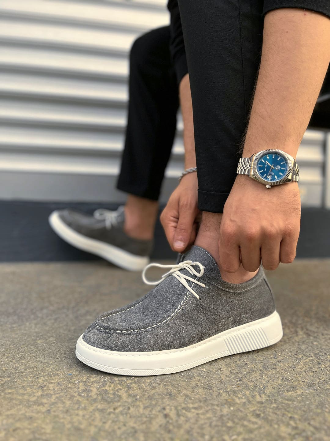 JY170 Tornado Bağcıklı Süet Erkek Günlük Spor Klasik Ayakkabı SBT - Gri