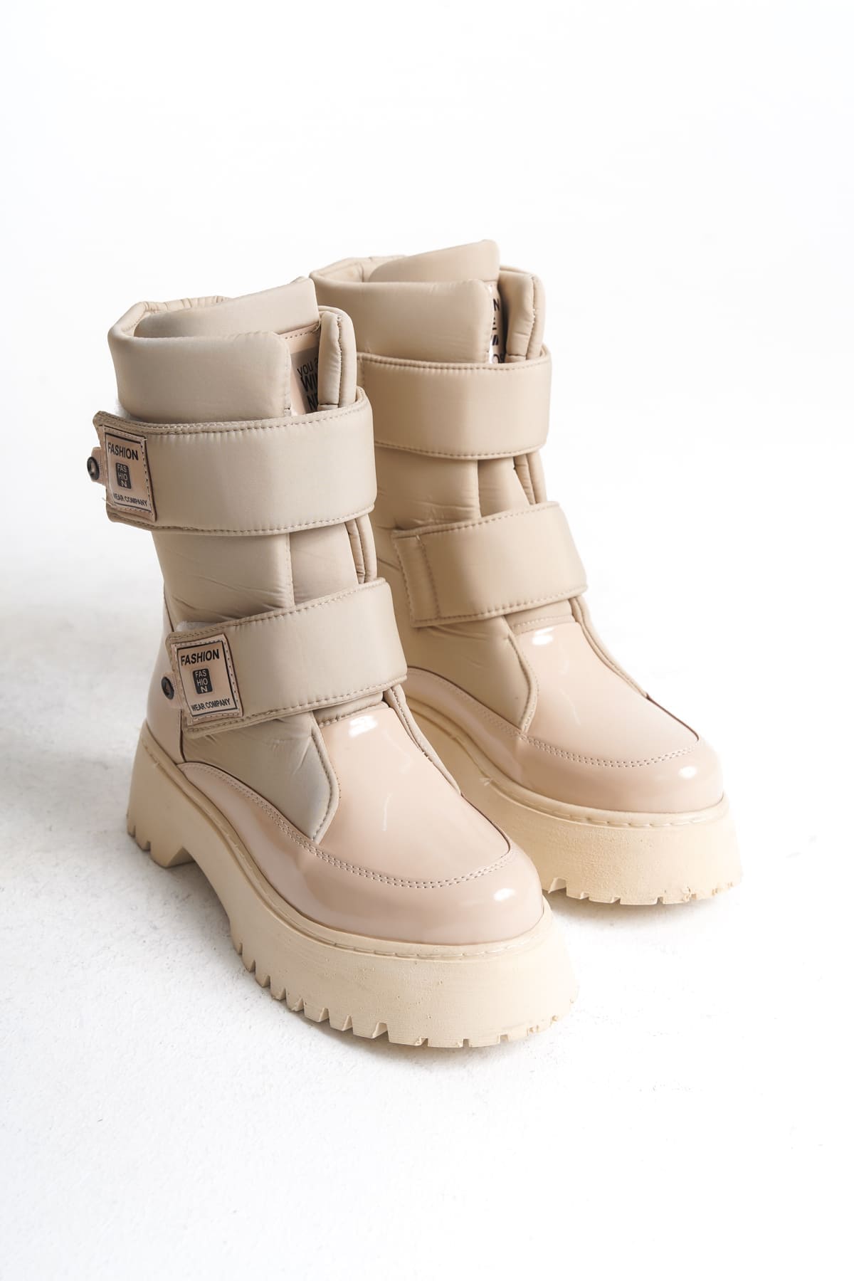 ELISA Cırt Cırtlı  Paraşüt Kumaş Rugan Kadın Bot KT - Krem