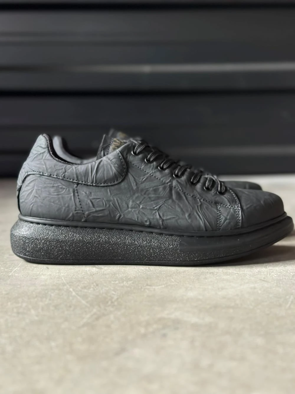 Knack Yüksek Taban Günlük Ayakkabı 044 Siyah Siyah Taban (Desenli)