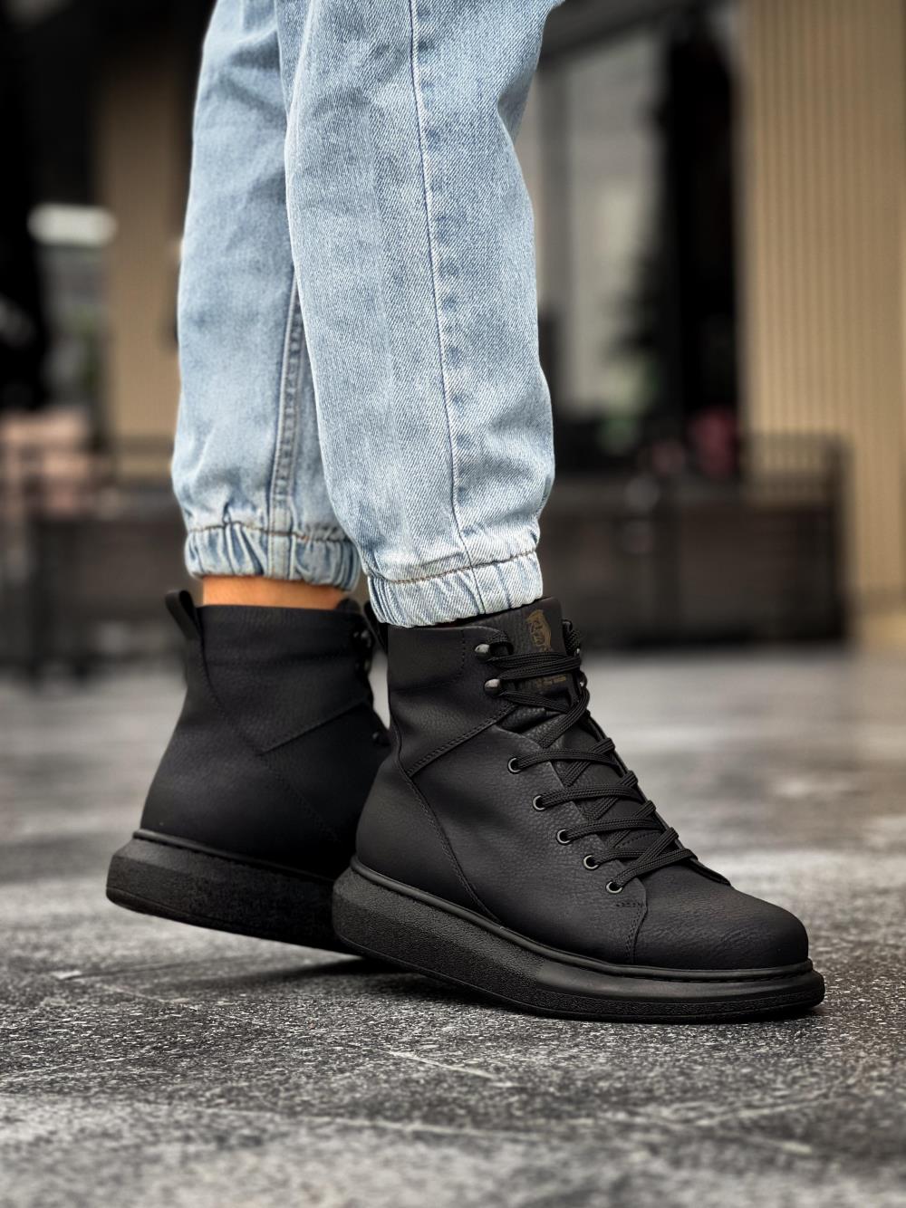 Knack Yüksek Taban Ayakkabı B-080 Siyah (Siyah Taban)