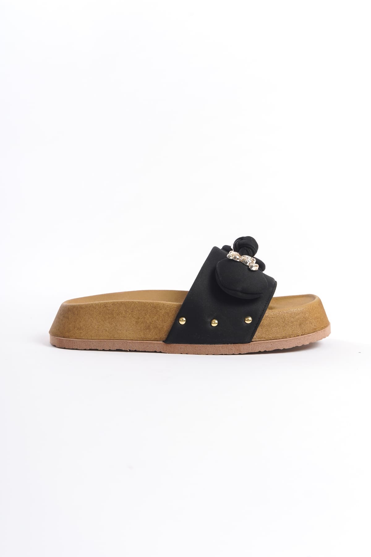 DILA Kalın ve Ortopedik Taban Ayıcıklı Saten Kadın Terlik  KT - Siyah