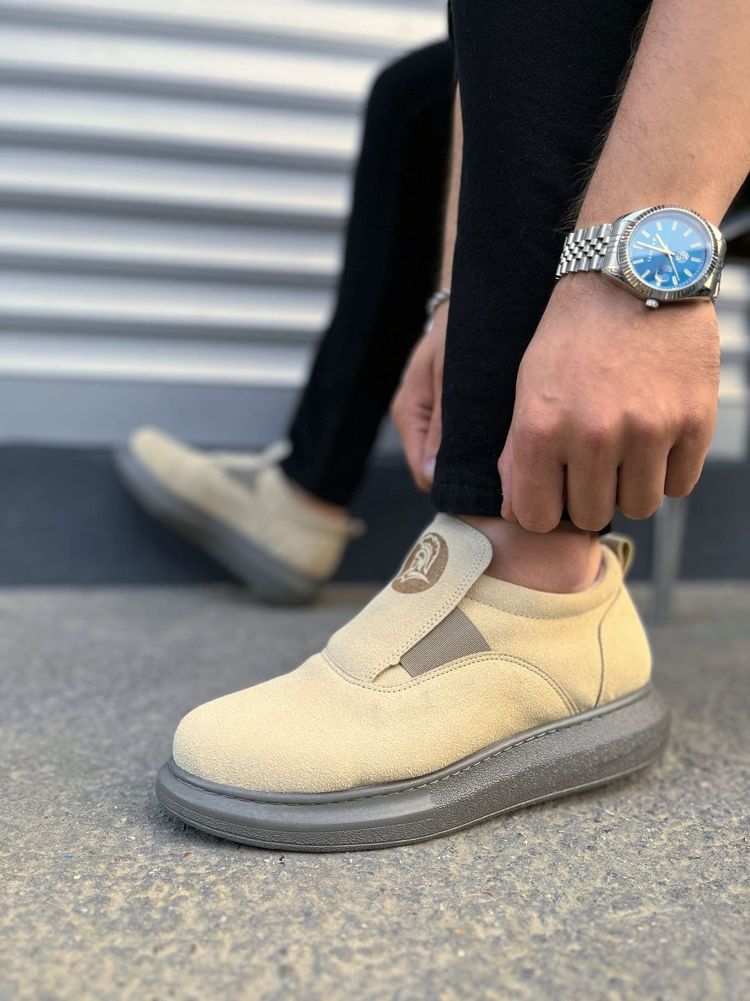 JY161 Hippo Bağcıksız Süet Erkek Günlük Sneaker Ayakkabı SGT - Bej