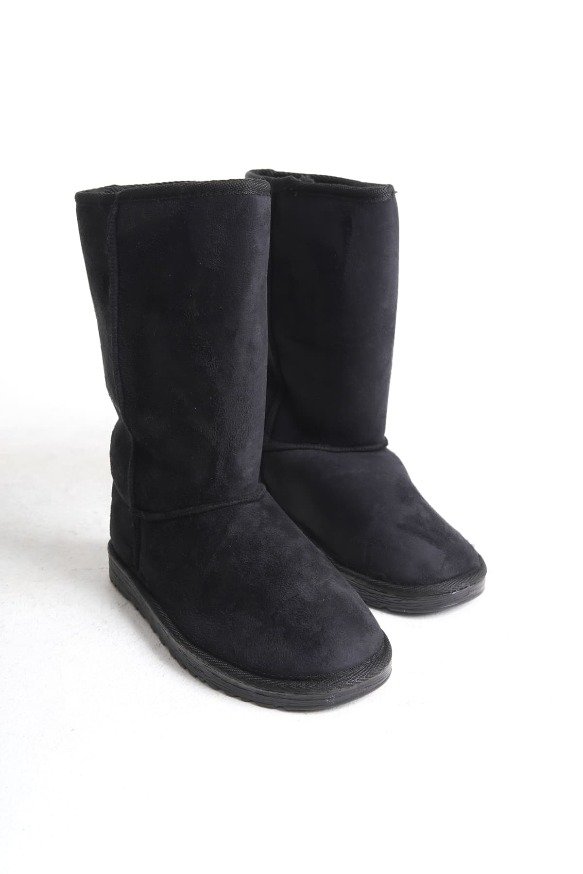 FREYA Bağcıksız Düz Taban İçi Kürklü Süet Kadın Bot  ST - Siyah