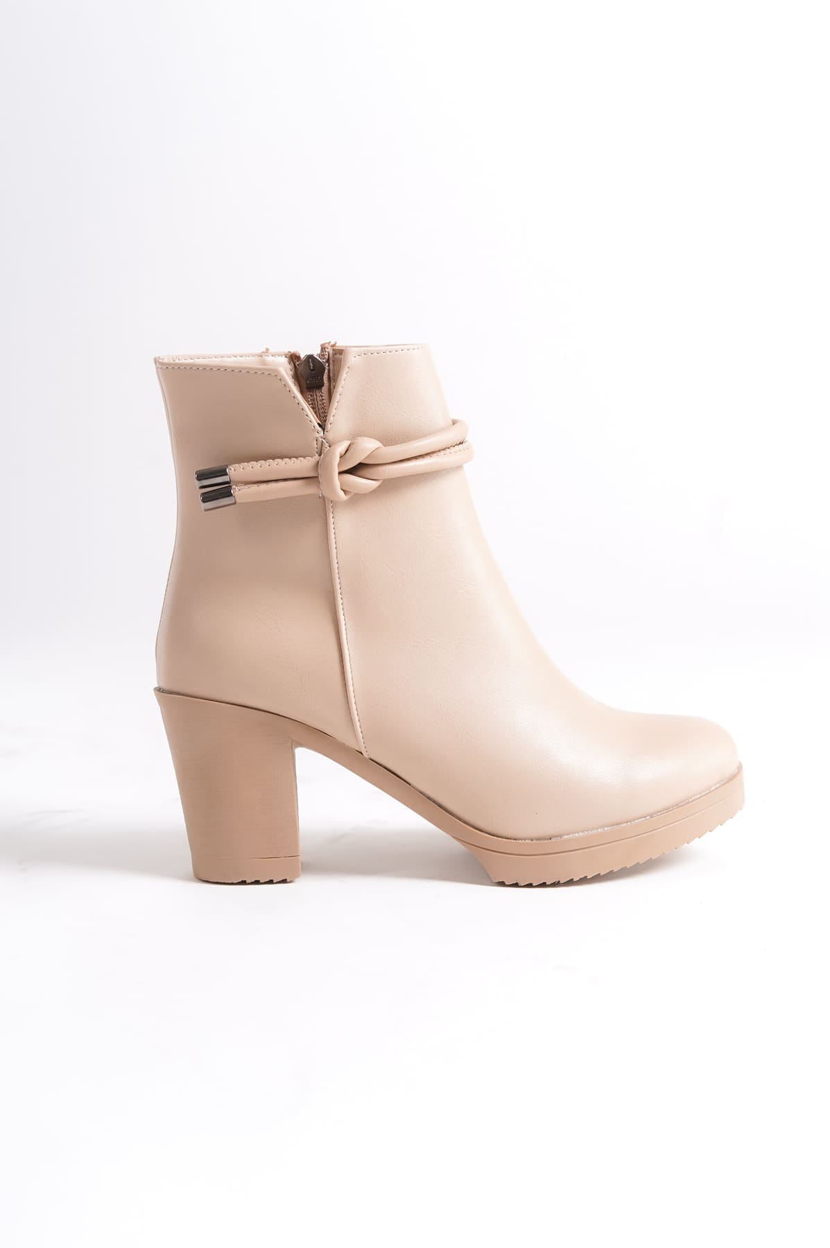 JULY Fermuarlı Ortopedik Taban Topuklu Kadın Bot TT - Ten