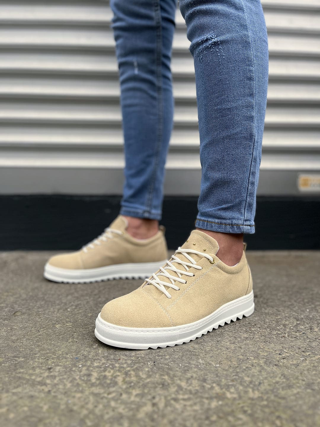 JY152 Cool Bağcıklı Süet Erkek Günlük Spor Klasik Ayakkabı SBT - Krem