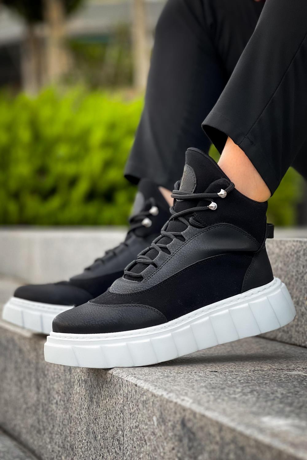 Knack Yüksek Taban Bot 104 Siyah (Beyaz Taban)