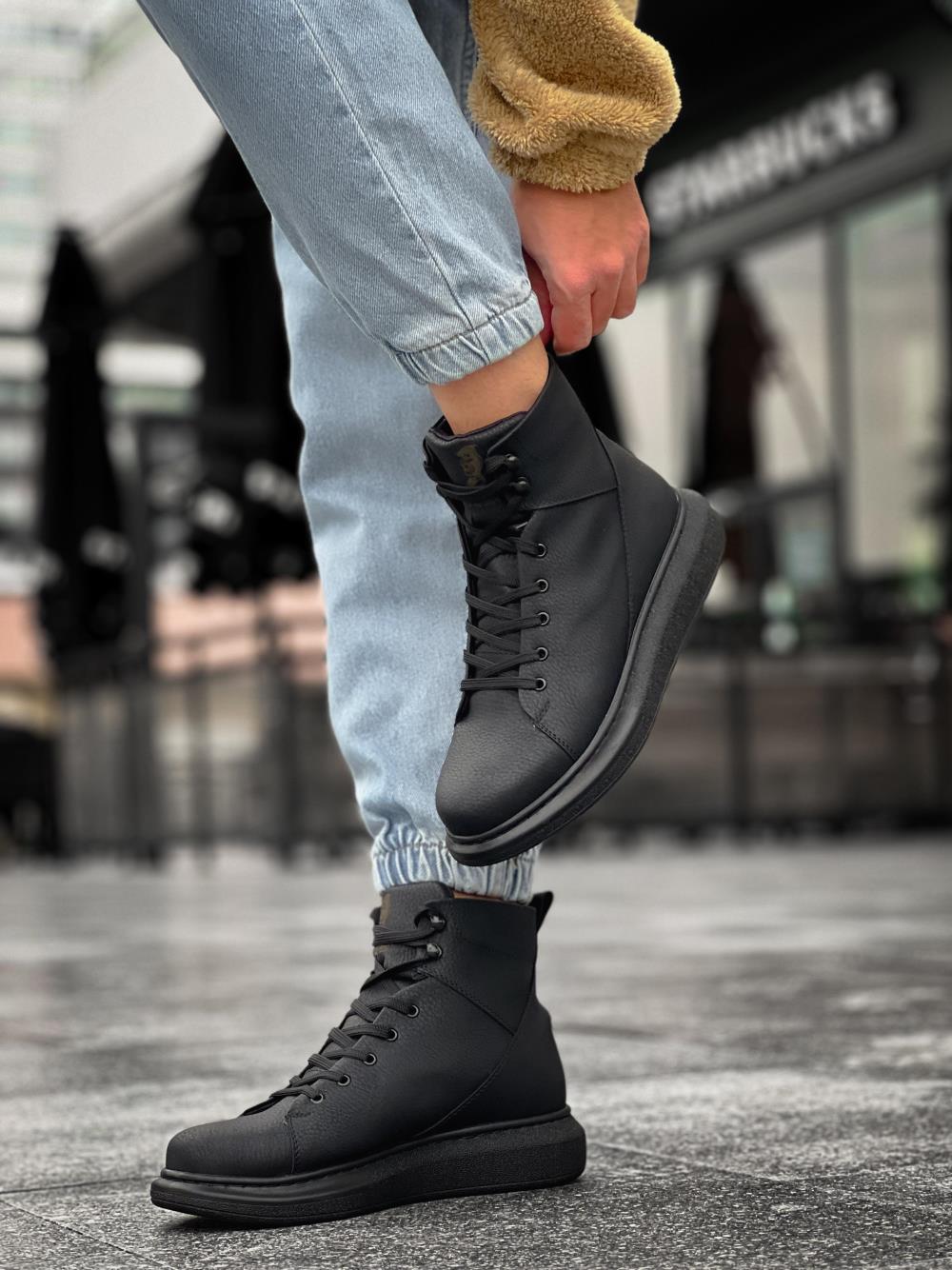 Knack Yüksek Taban Ayakkabı B-080 Siyah (Siyah Taban)