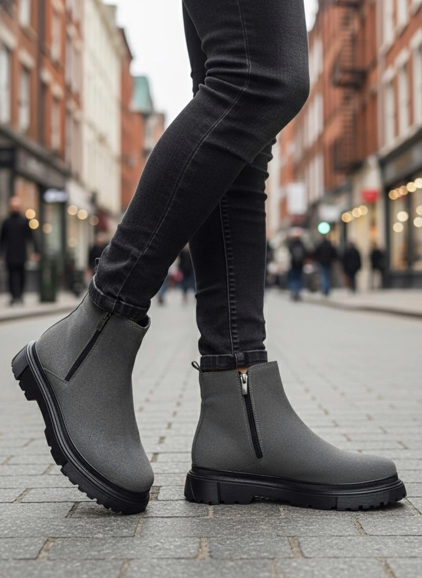 BA0777 Süet Füme Çift Fermuarlı Erkek Yarım Bilek Bot