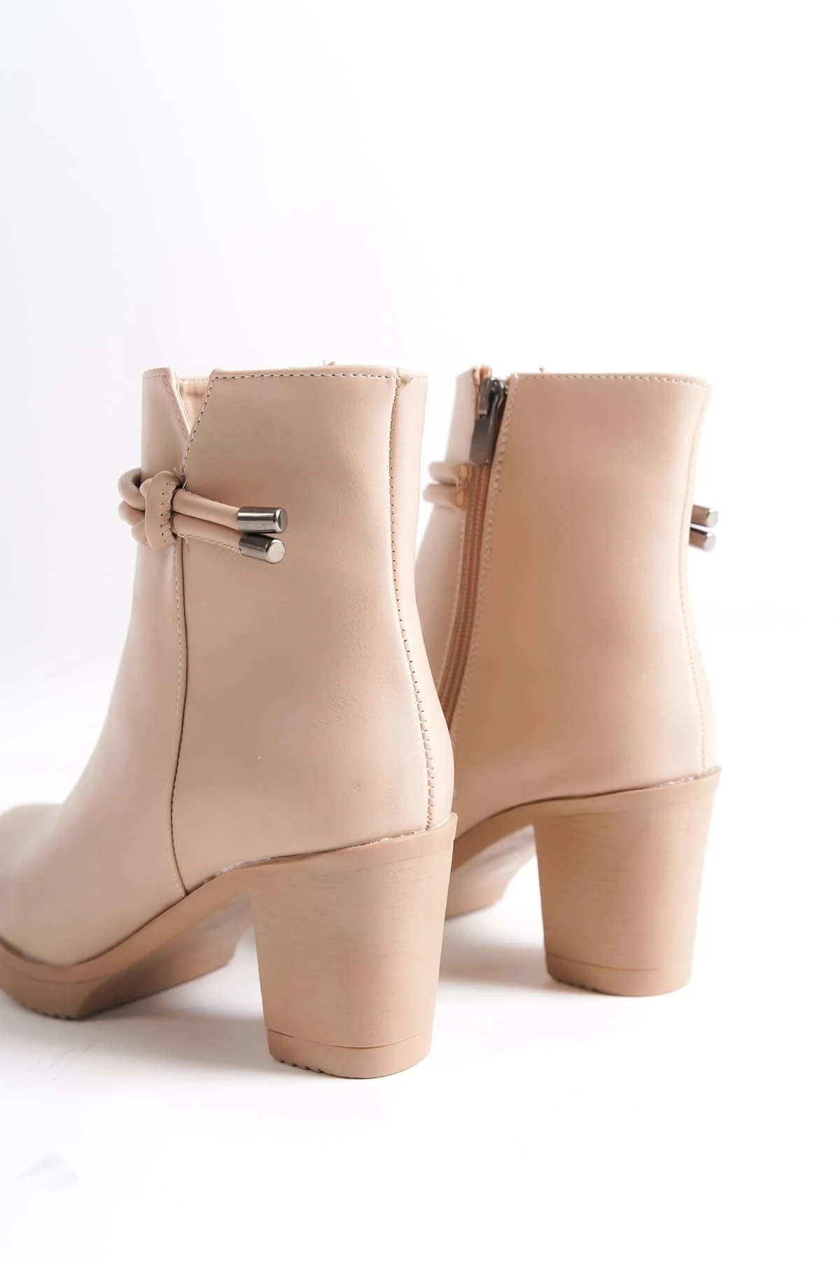 JULY Fermuarlı Ortopedik Taban Topuklu Kadın Bot TT - Ten