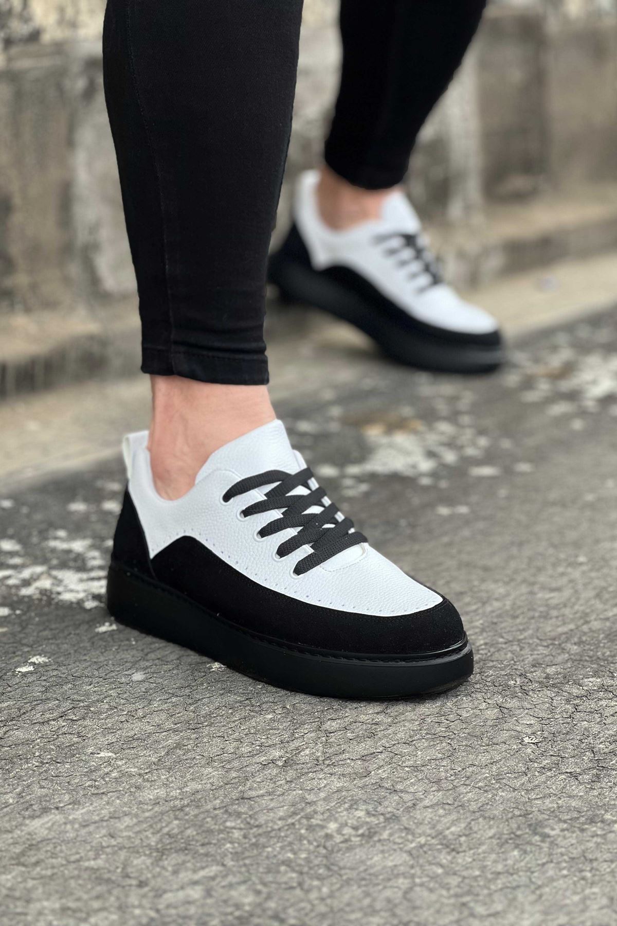 Wagoon WG162 Kömür Beyaz Ortopedik Taban Erkek Casual Ayakkabı