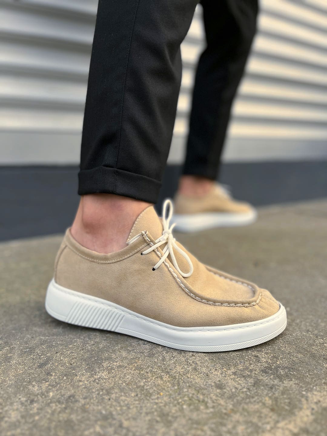 JY170 Tornado Bağcıklı Süet Erkek Günlük Spor Klasik Ayakkabı SBT - Krem