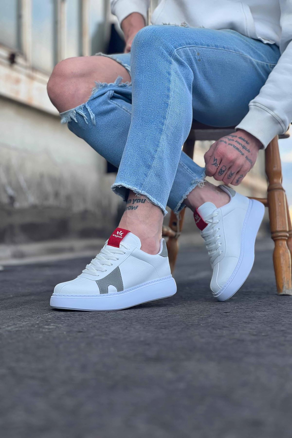 Wagoon WG040 Beyaz Gri Erkek Casual Ayakkabı