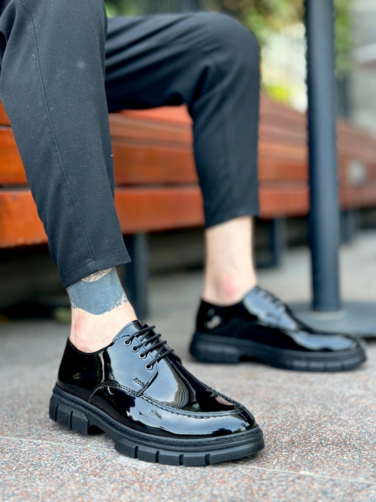 BA0237 Bağcıklı Rugan Klasik Yüksek Taban Casual Erkek Ayakkabı