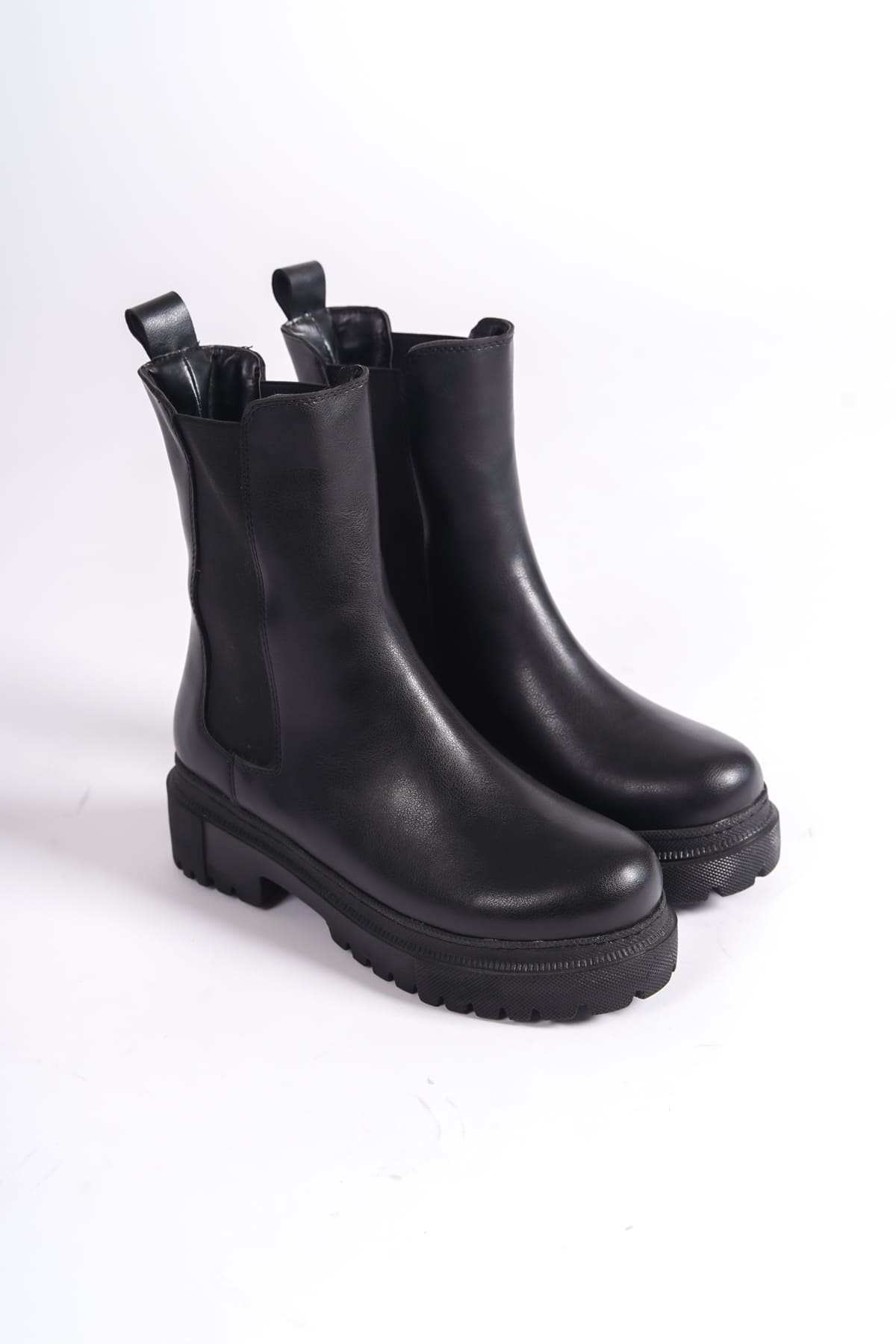 LORA Bağcıksız Lastikli Ortopedik Taban Kadın Bot ST - Siyah