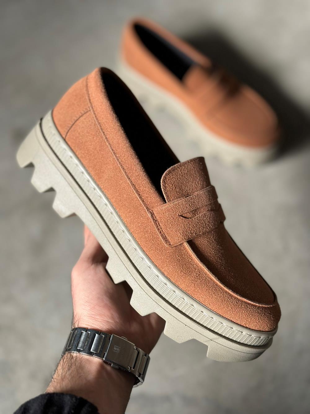 Knack Yüksek Taban Klasik Ayakkabı 779 Taba Süet