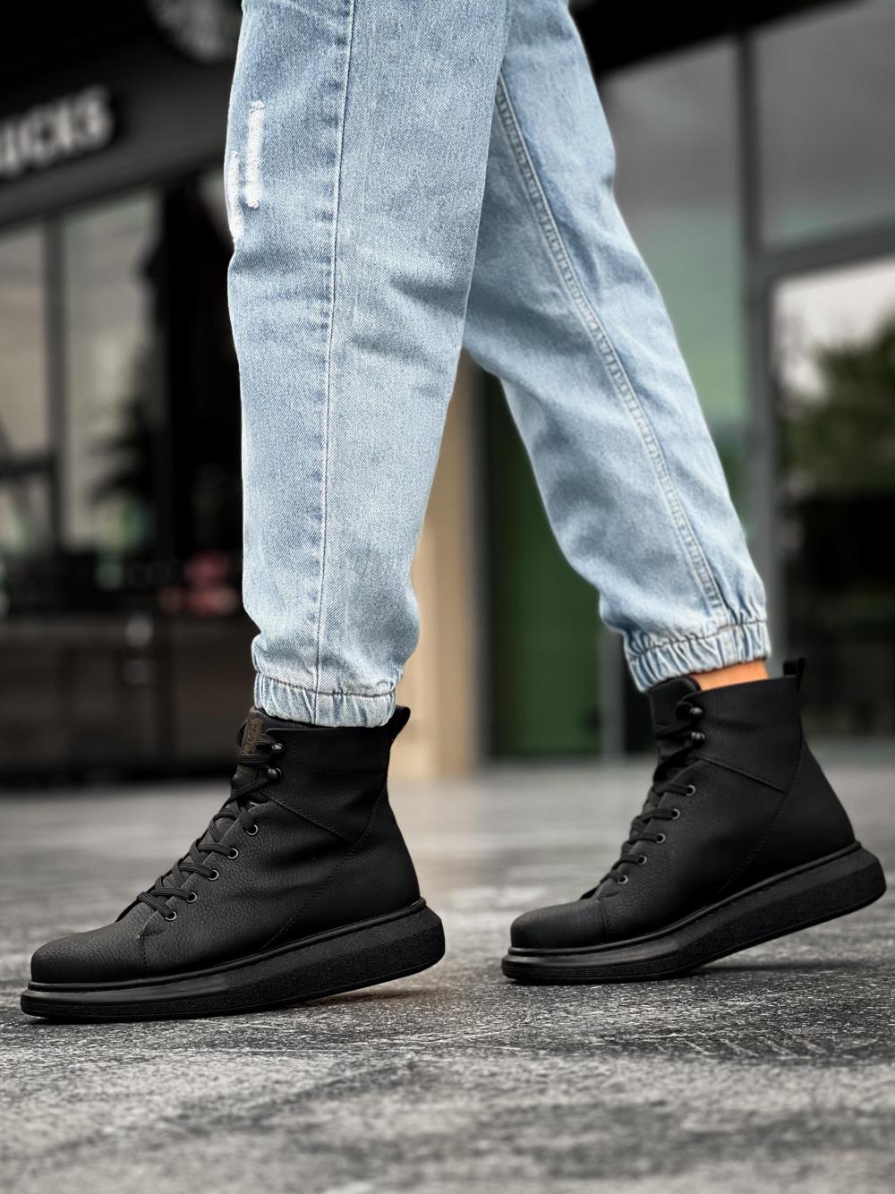 Knack Yüksek Taban Ayakkabı B-080 Siyah (Siyah Taban)