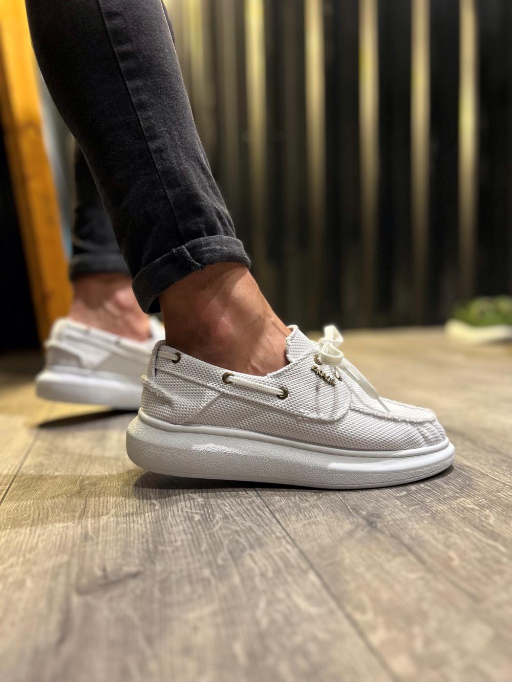 Knack Yüksek Taban Mevsimlik Keten Ayakkabı 009 Beyaz