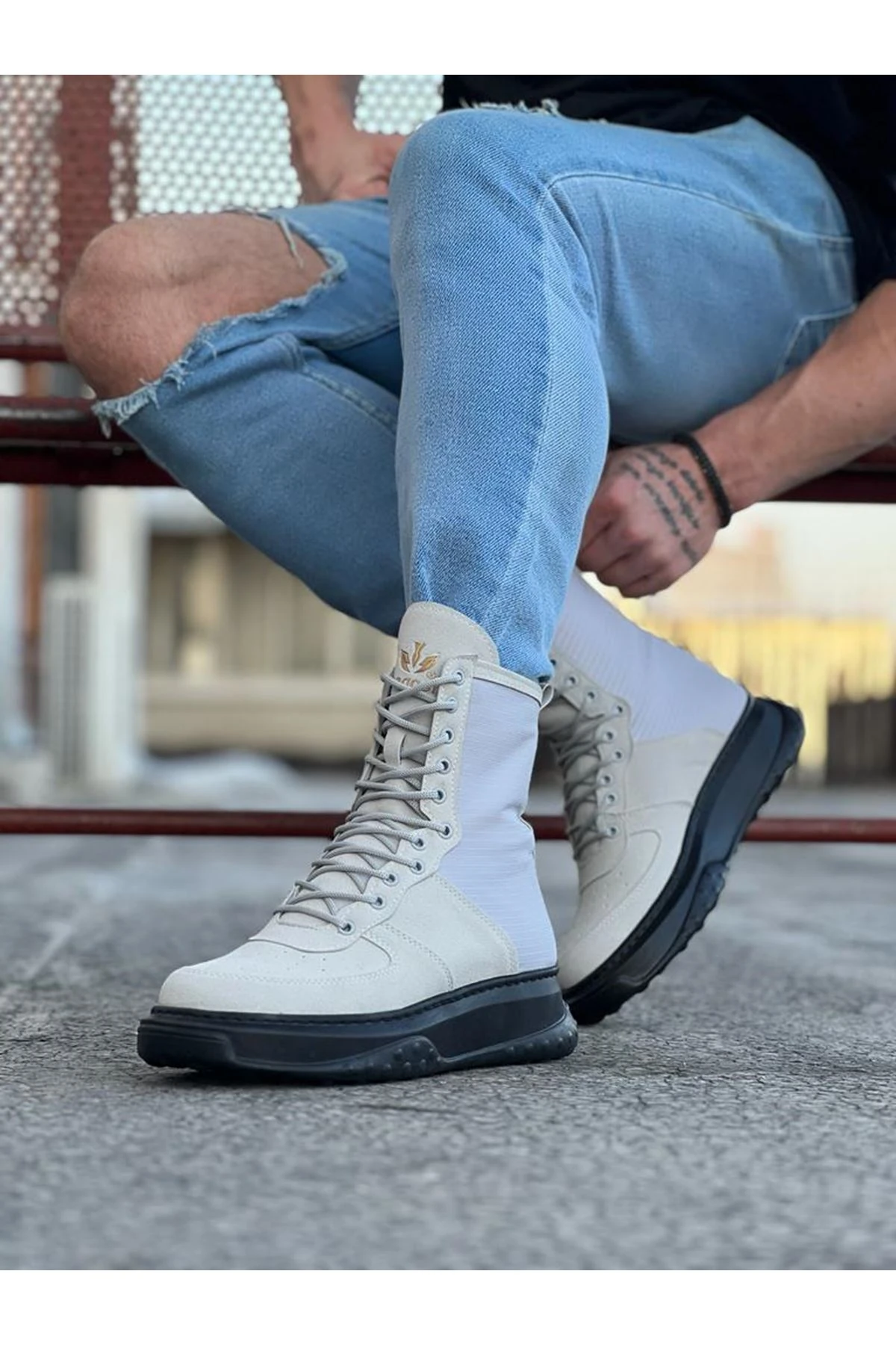 Wagoon WG012 Gri Kömür Süet Uzun Bağcıklı  Bot