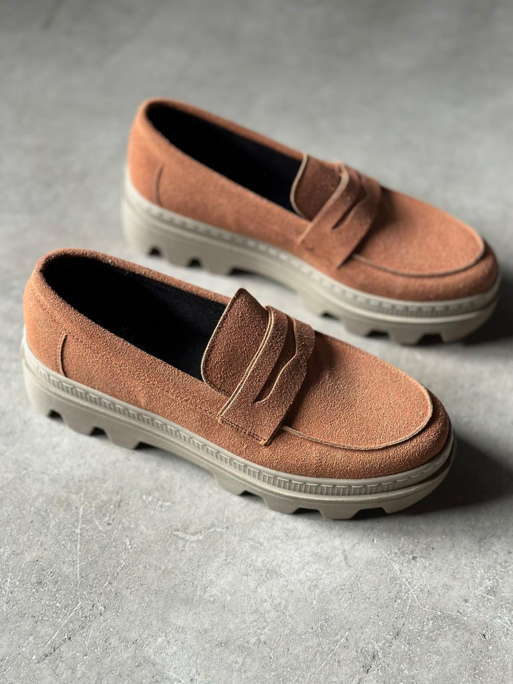 Knack Yüksek Taban Klasik Ayakkabı 779 Taba Süet