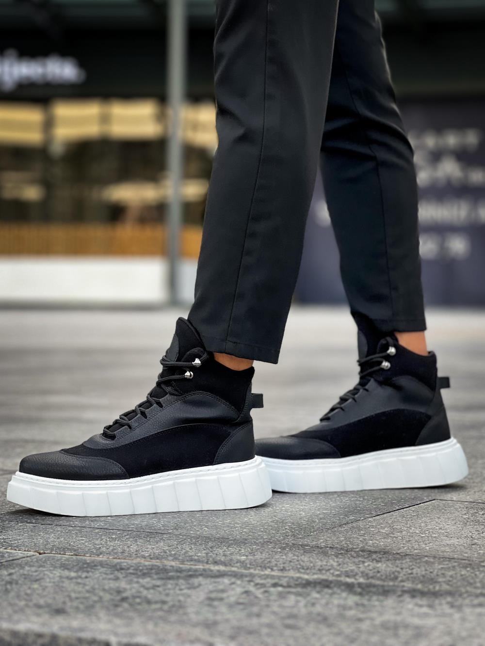 Knack Yüksek Taban Bot 104 Siyah (Beyaz Taban)