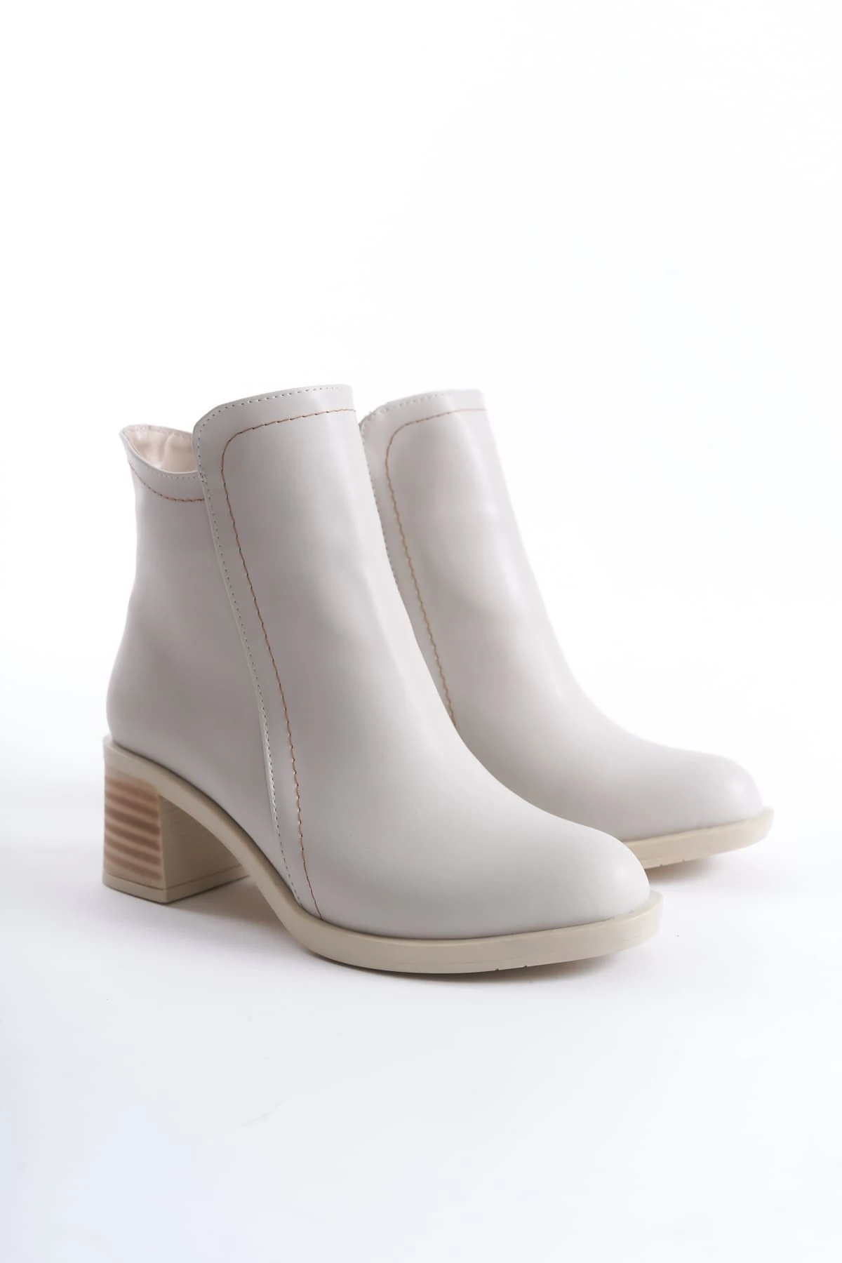 LARISSA Fermuarlı Ortopedik Taban TopukluKadın Bot  KT - Krem