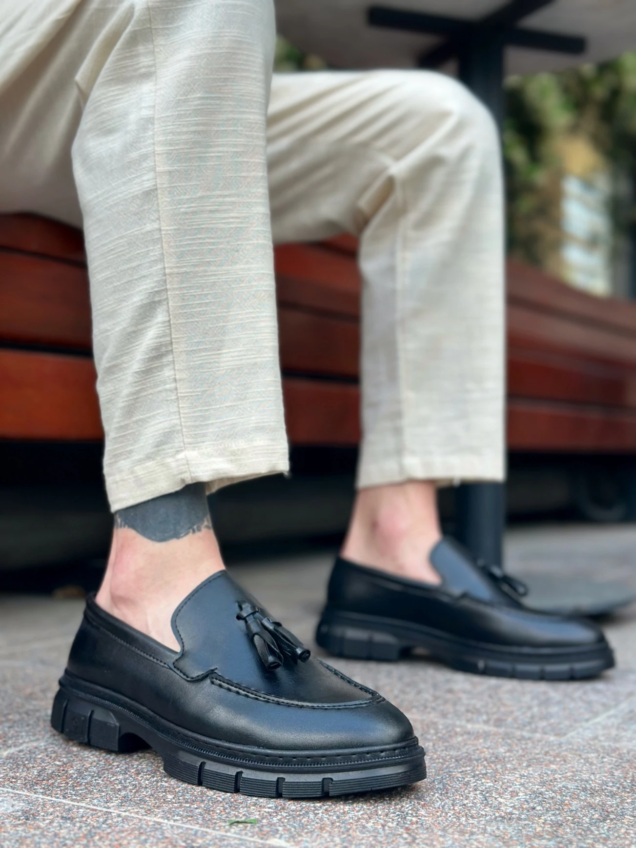 BA0240 Püsküllü Cilt Klasik Yüksek Taban Casual Erkek Ayakkabı