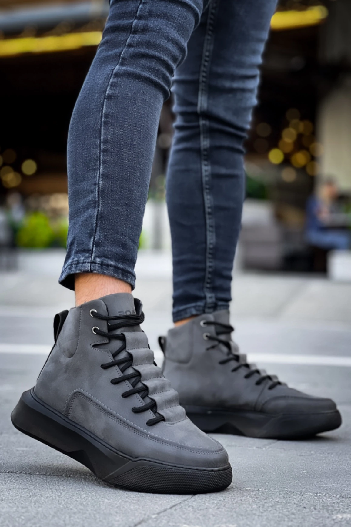 BA0321 Gizli Bağcıklı Erkek Yüksek Taban Füme Spor Bot