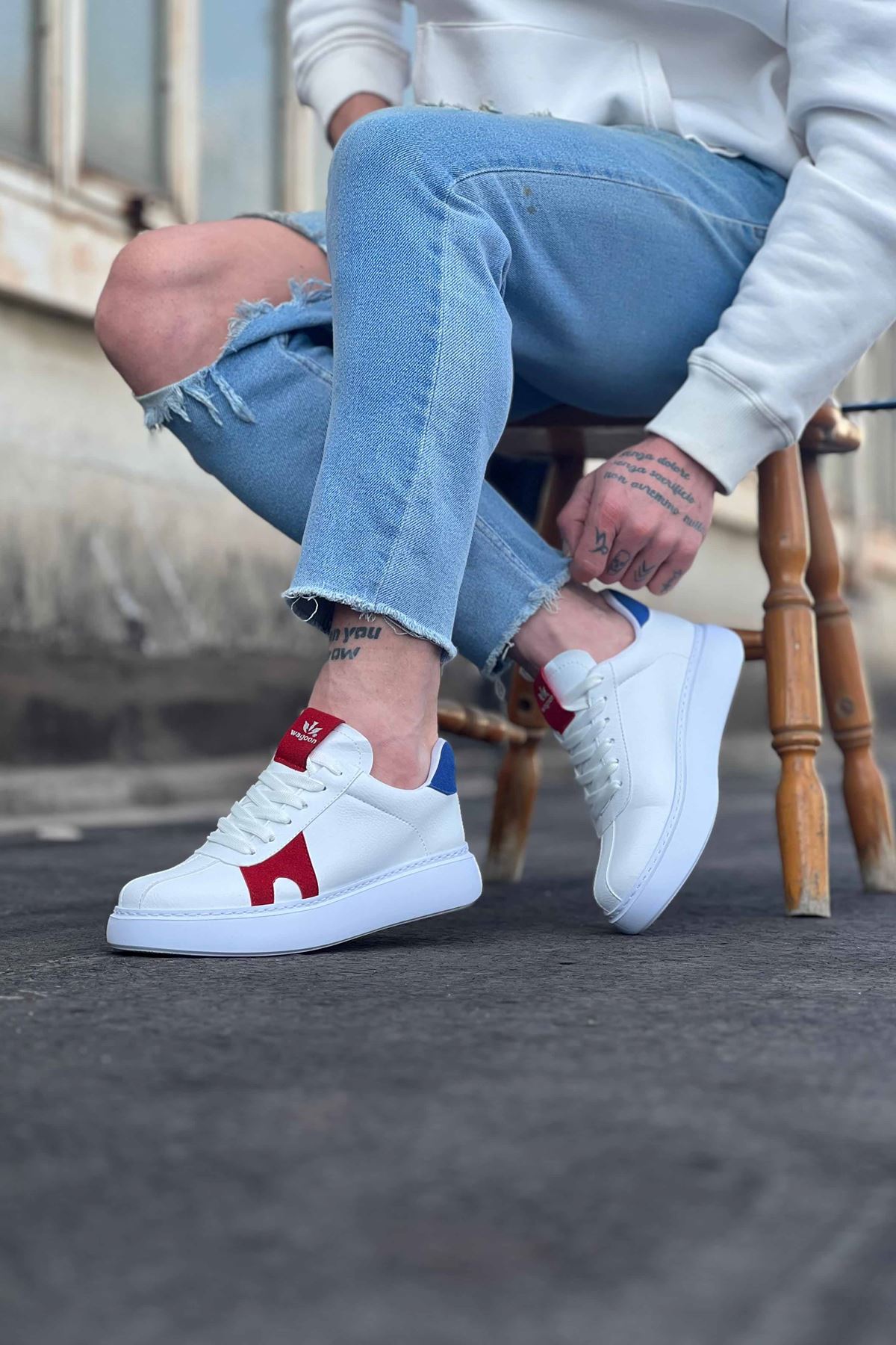 Wagoon WG040 Beyaz Kırmızı Erkek Casual Ayakkabı