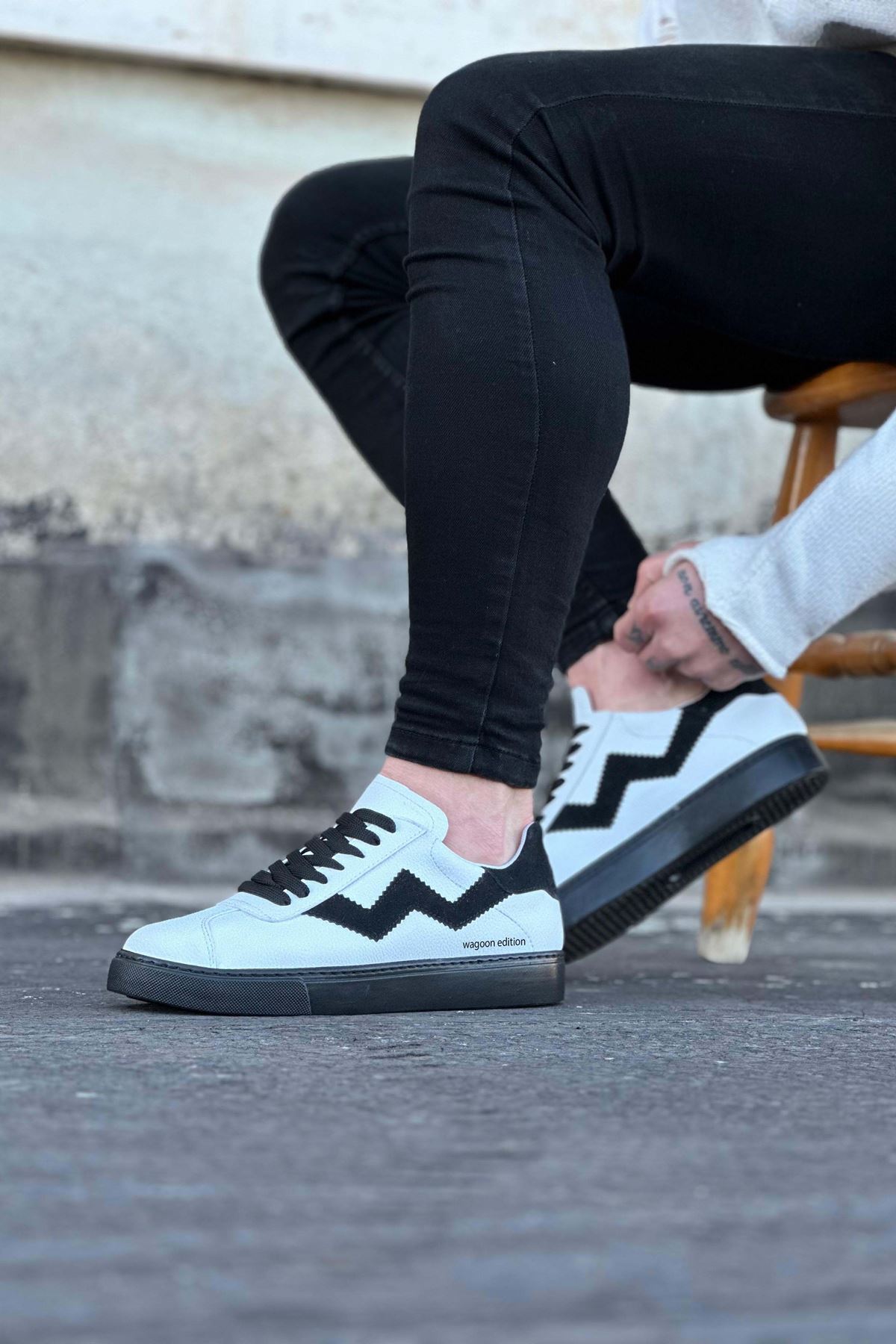 Wagoon WG160 Beyaz Siyah Erkek Casual Ayakkabı