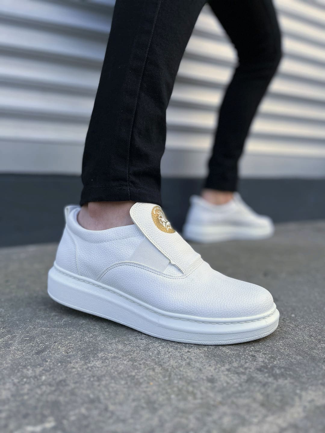 JY161 Hippo Bağcıksız Cilt Erkek Günlük Sneaker Ayakkabı CBT - Beyaz