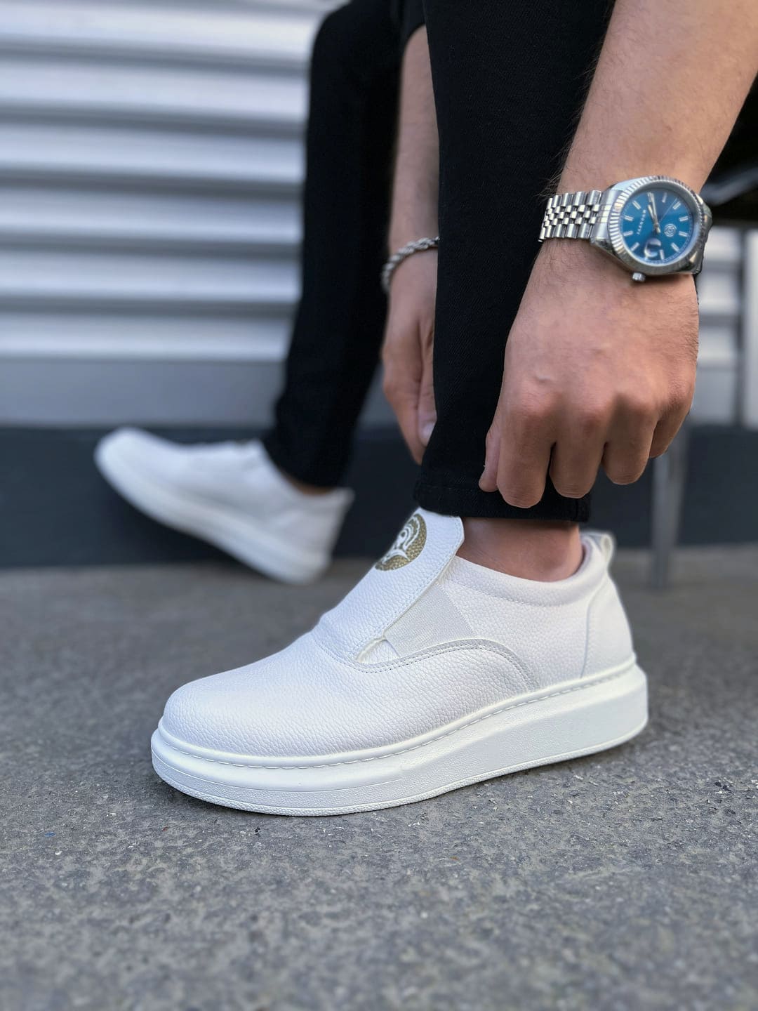 JY161 Hippo Bağcıksız Cilt Erkek Günlük Sneaker Ayakkabı CBT - Beyaz