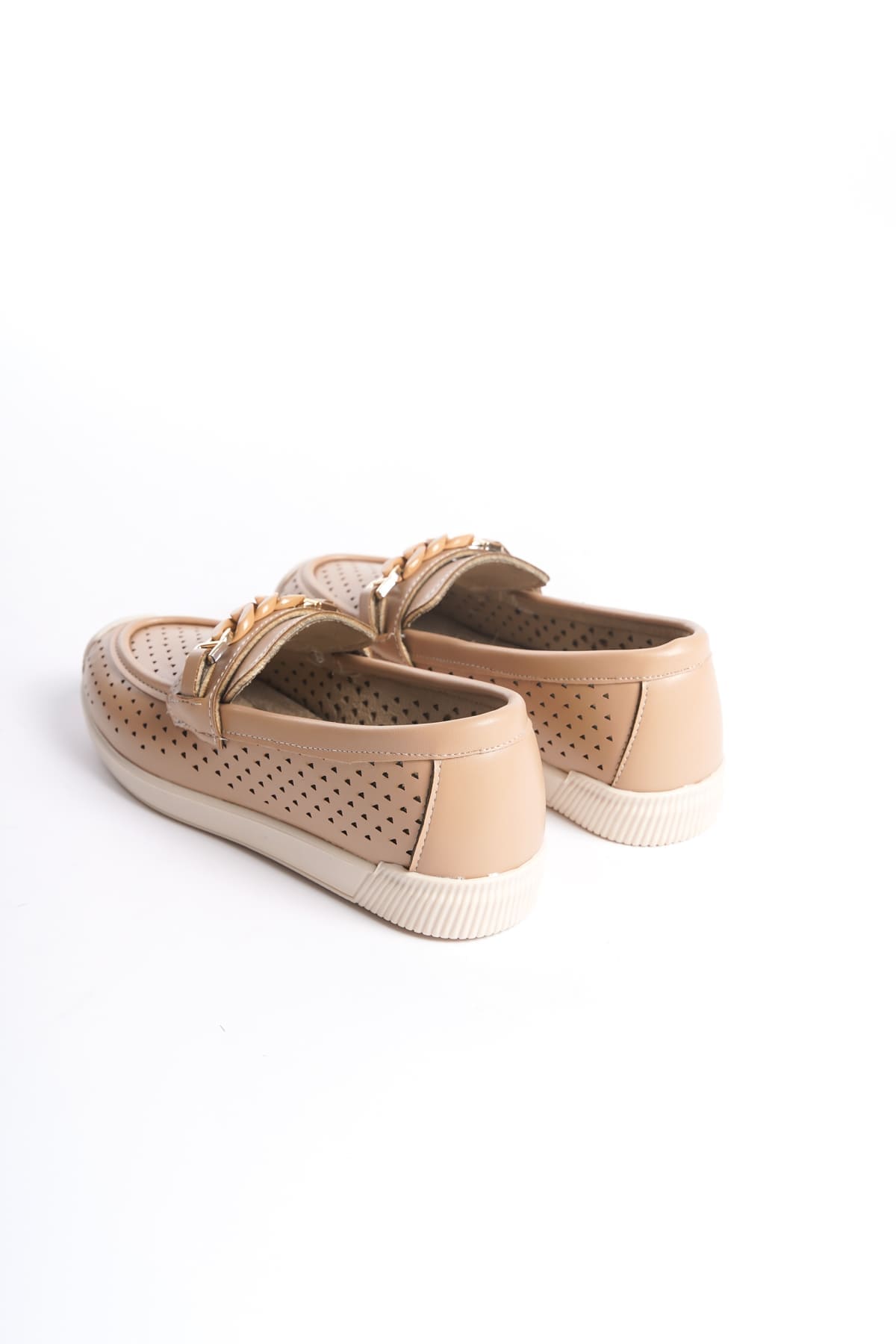 LIZY Bağcıksız Ortopedik Rahat Taban Kalp Desenli Kadın Babet Ayakkabı  KT - Ten