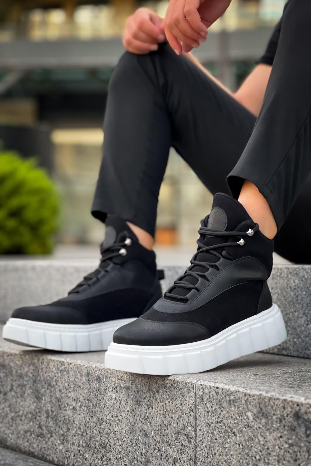 Knack Yüksek Taban Bot 104 Siyah (Beyaz Taban)