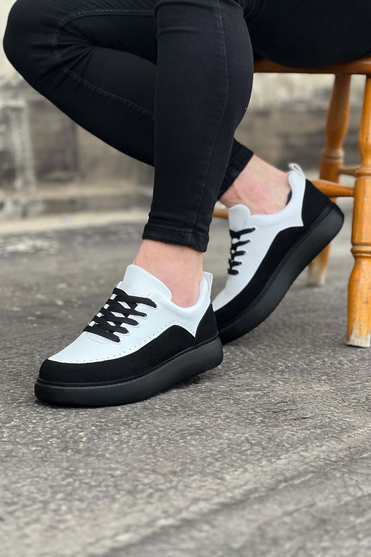 Wagoon WG162 Kömür Beyaz Ortopedik Taban Erkek Casual Ayakkabı