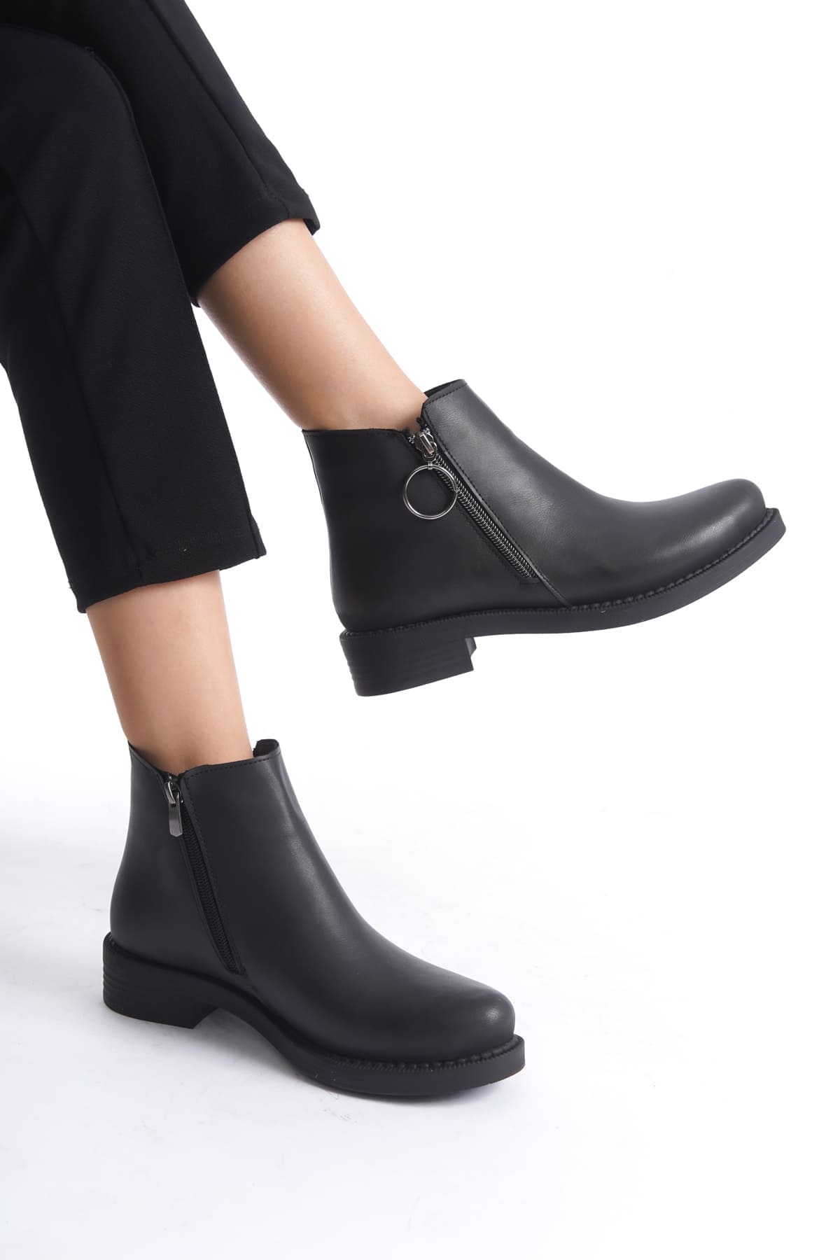 MARGARET Fermuarlı Ortopedik Taban TopukluKadın Bot - ST - Siyah