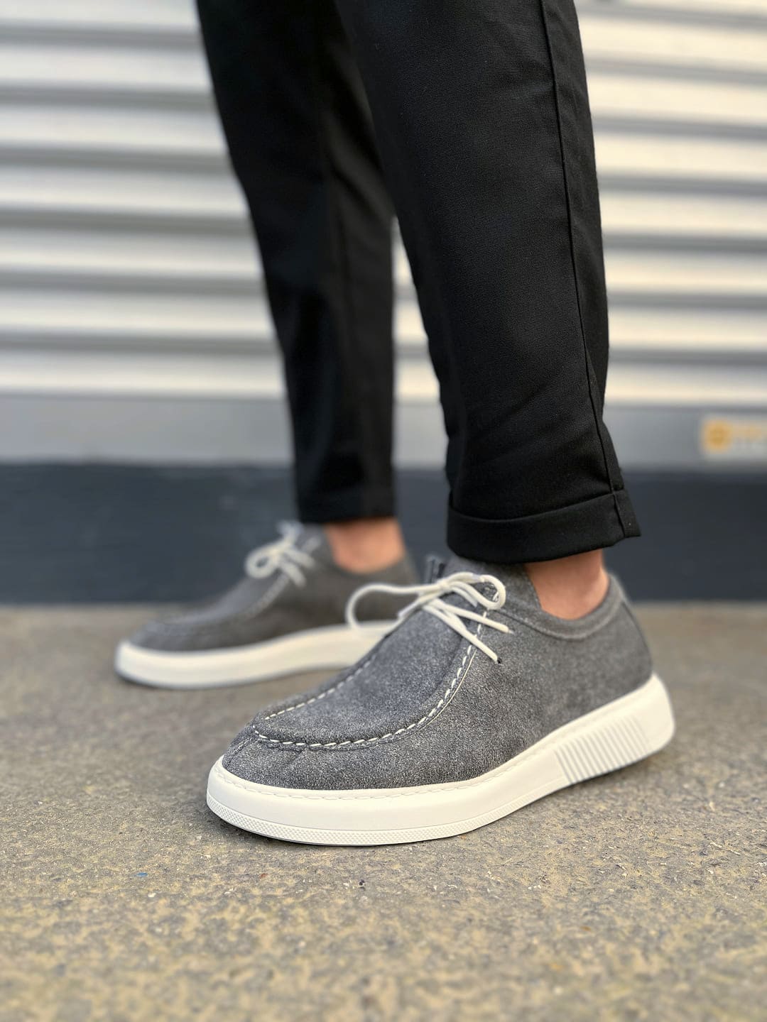 JY170 Tornado Bağcıklı Süet Erkek Günlük Spor Klasik Ayakkabı SBT - Gri