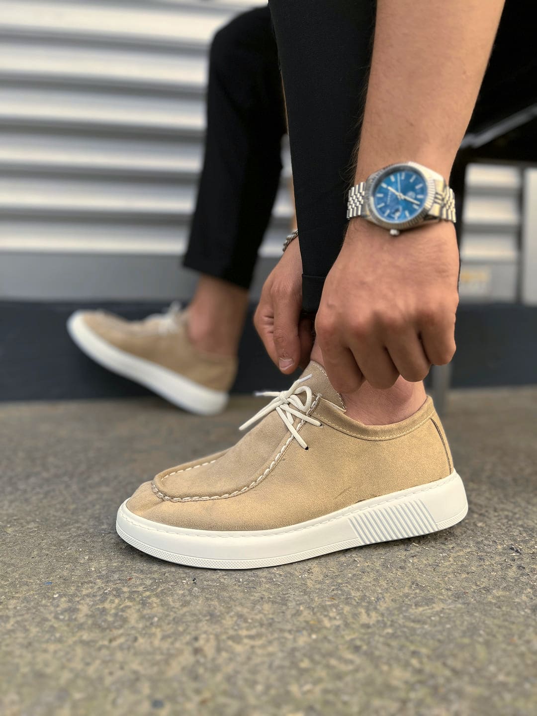 JY170 Tornado Bağcıklı Süet Erkek Günlük Spor Klasik Ayakkabı SBT - Krem