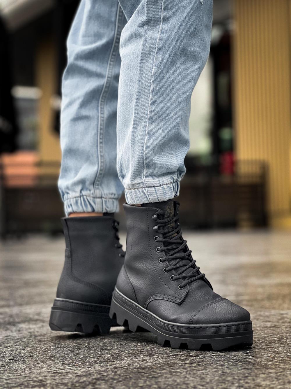 Knack Yüksek Taban Ayakkabı B-023 Siyah (Siyah Taban)