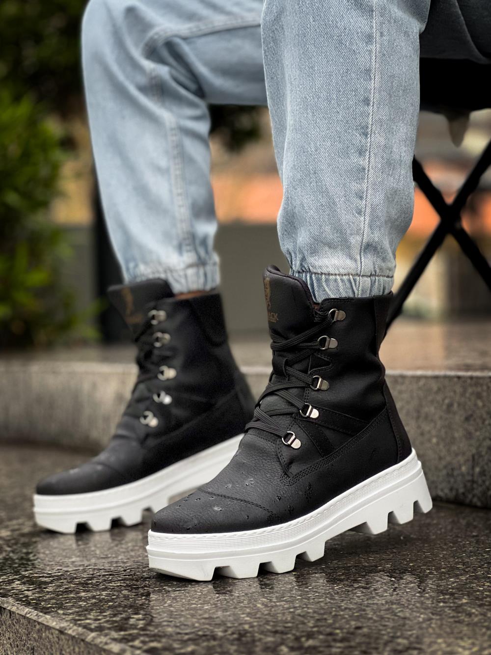 Knack Erkek Spor Bot B14 Siyah (Beyaz Taban)