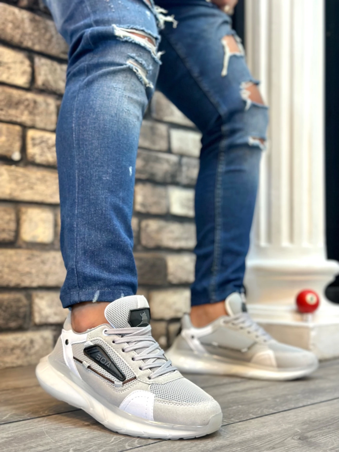 BA0313 Balon Taban Rahat Casual Gri Erkek Ayakkabısı