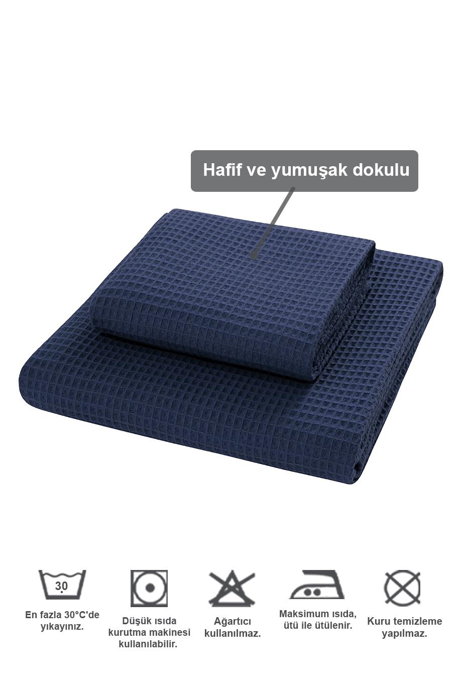 WAFFLE BANYO HAVLU SETİ - LACİVERT