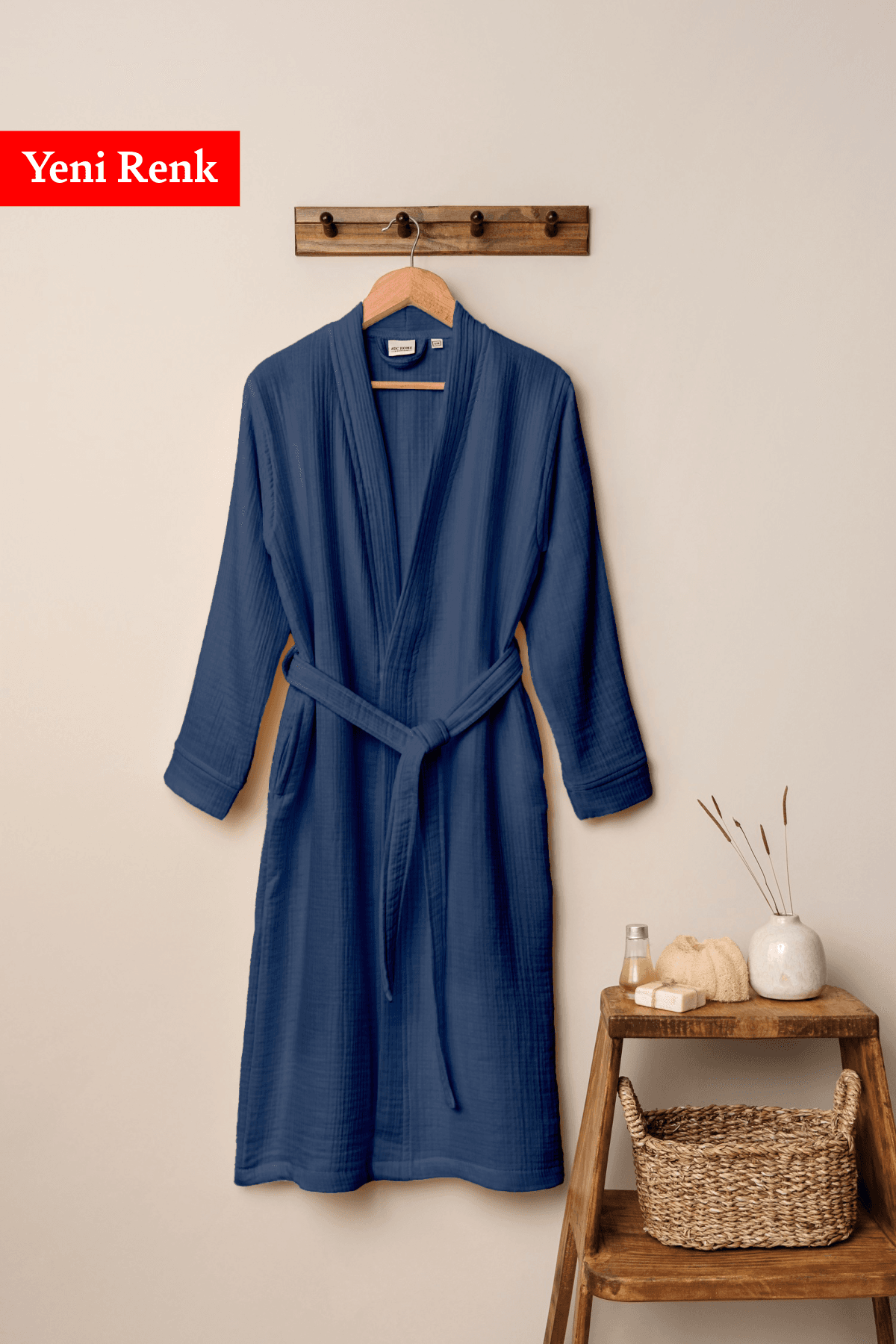 UNISEX KİMONO BORNOZ  - LACİVERT