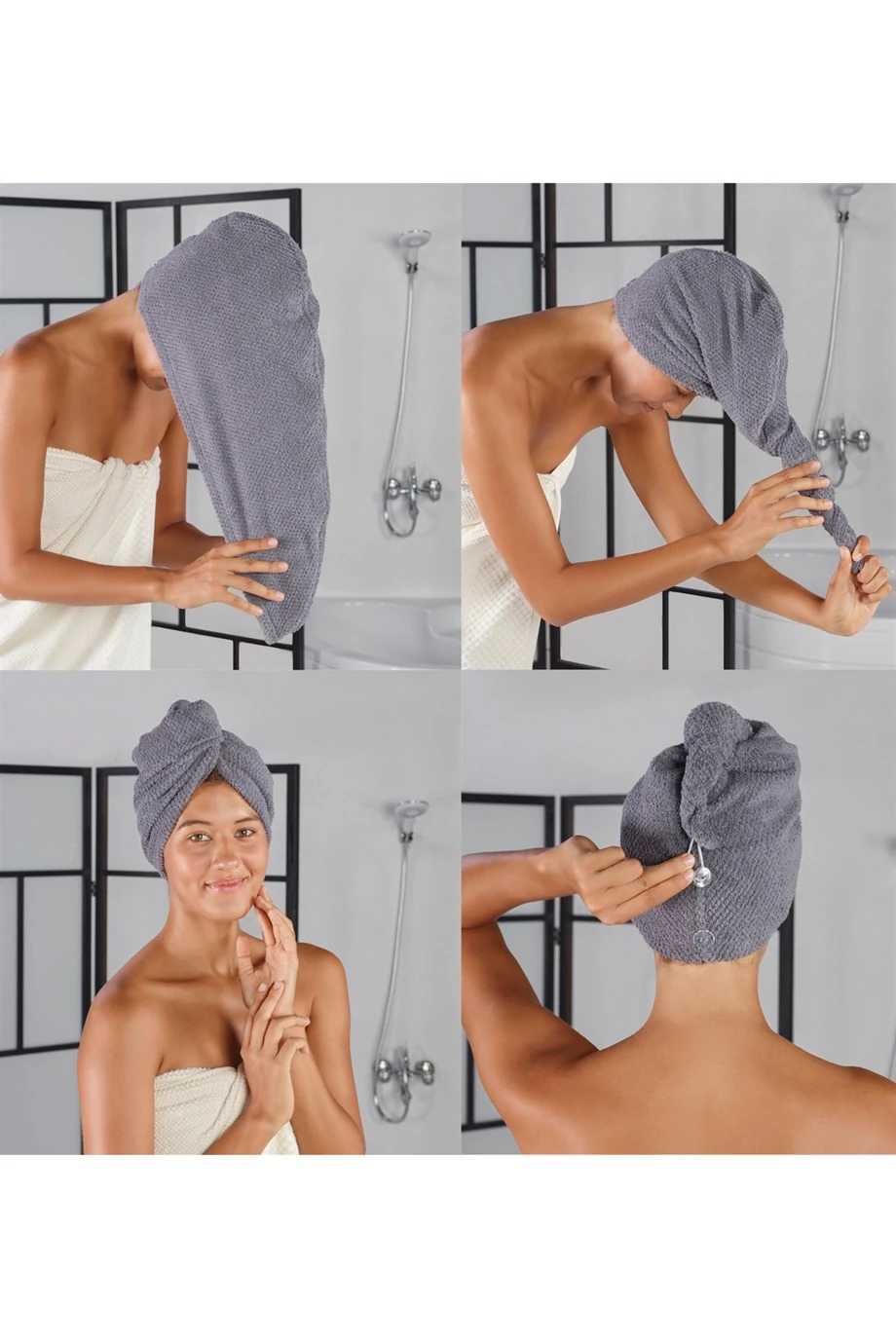 BONE 2'Lİ SAÇ HAVLUSU - GRI-KAHVERENGI