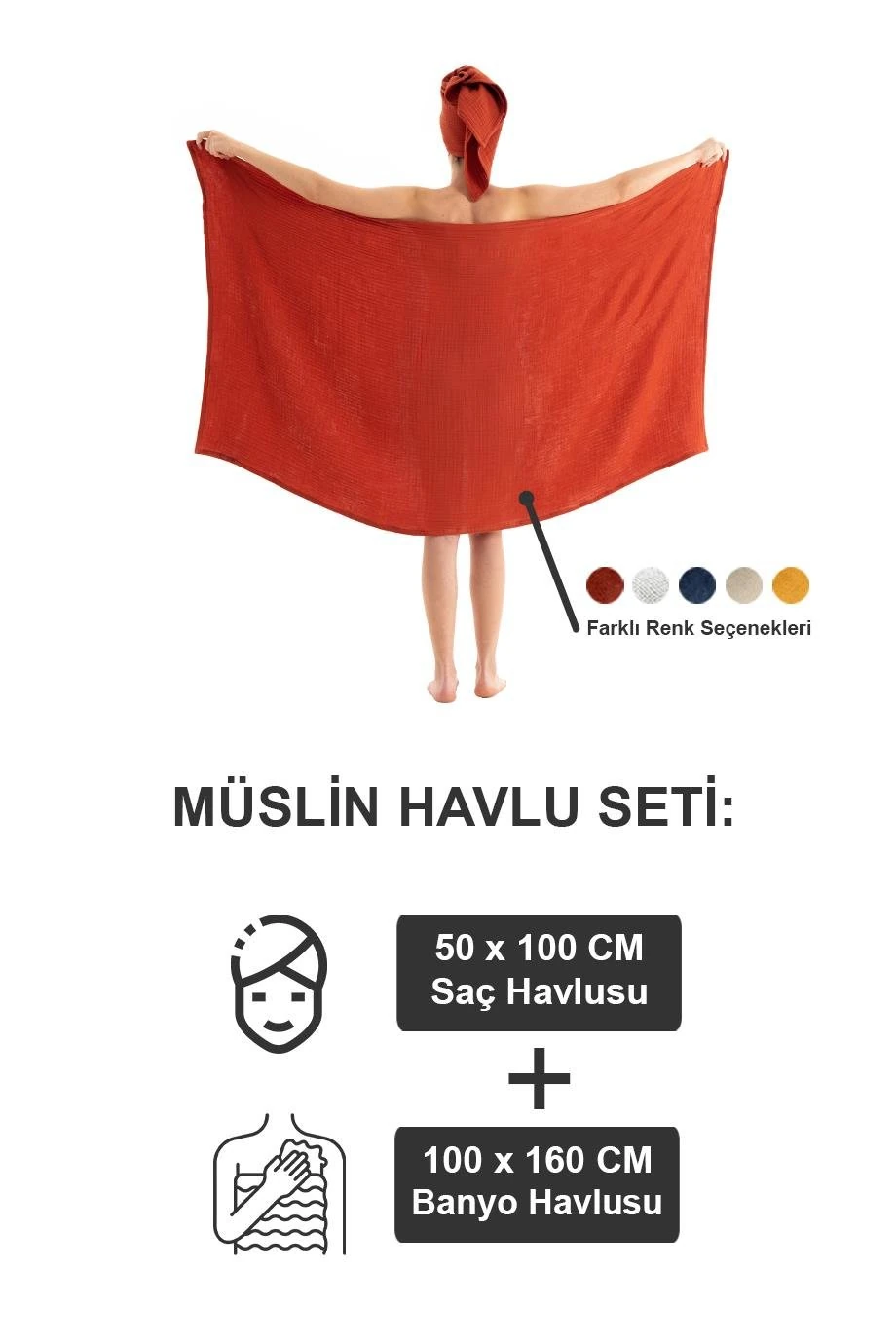 MÜSLİN BANYO HAVLU SETİ  - EKRU