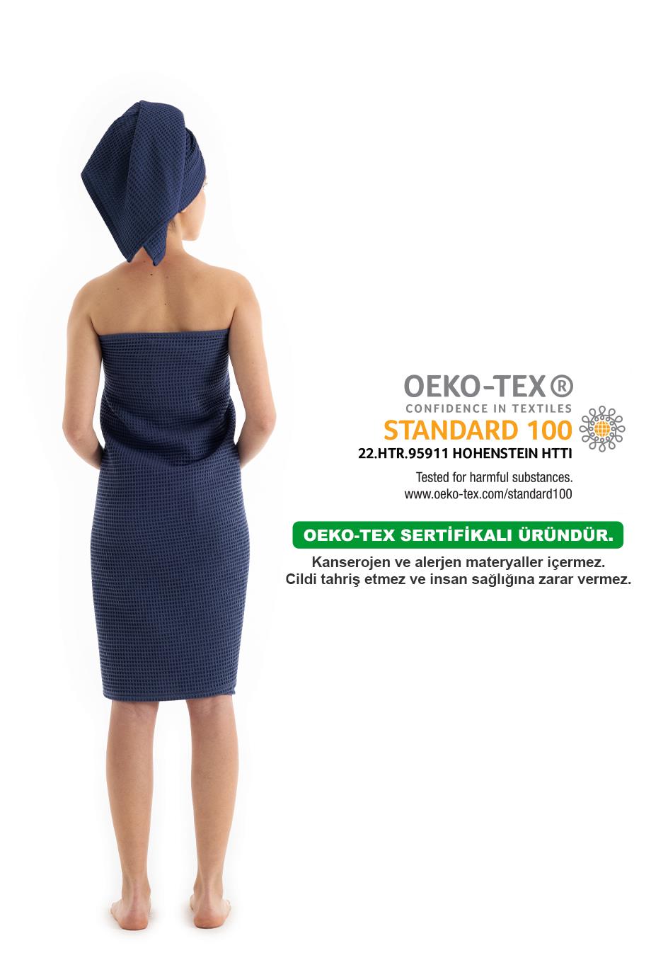 WAFFLE BANYO HAVLU SETİ - LACİVERT