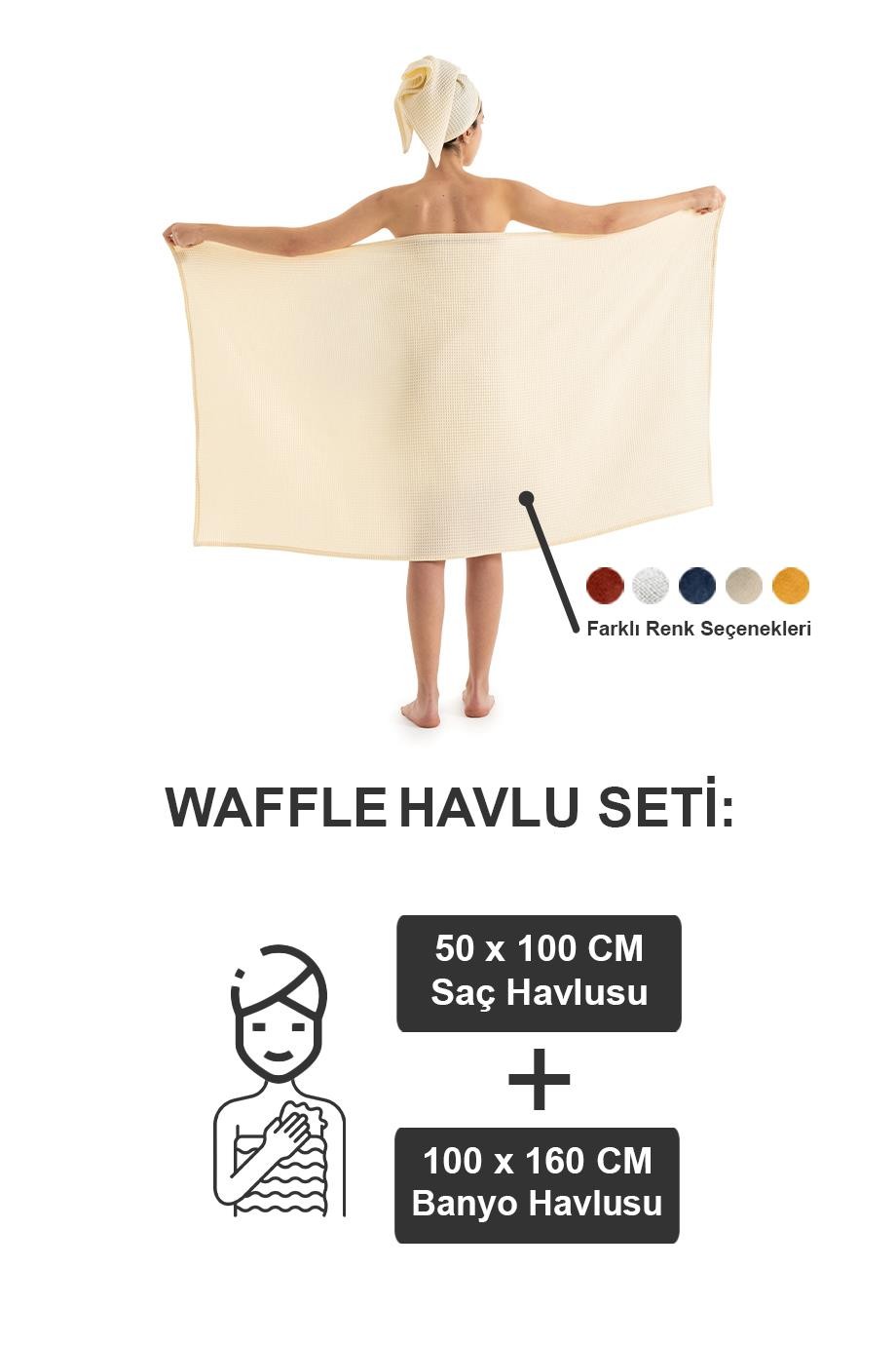 WAFFLE BANYO HAVLU SETİ - EKRU