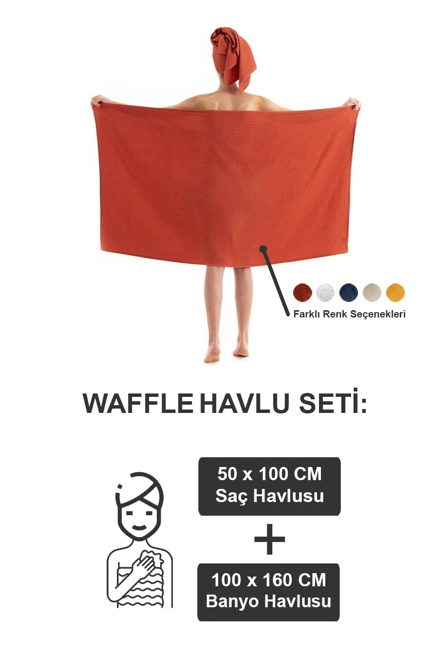 WAFFLE BANYO HAVLU SETİ - KİREMİT