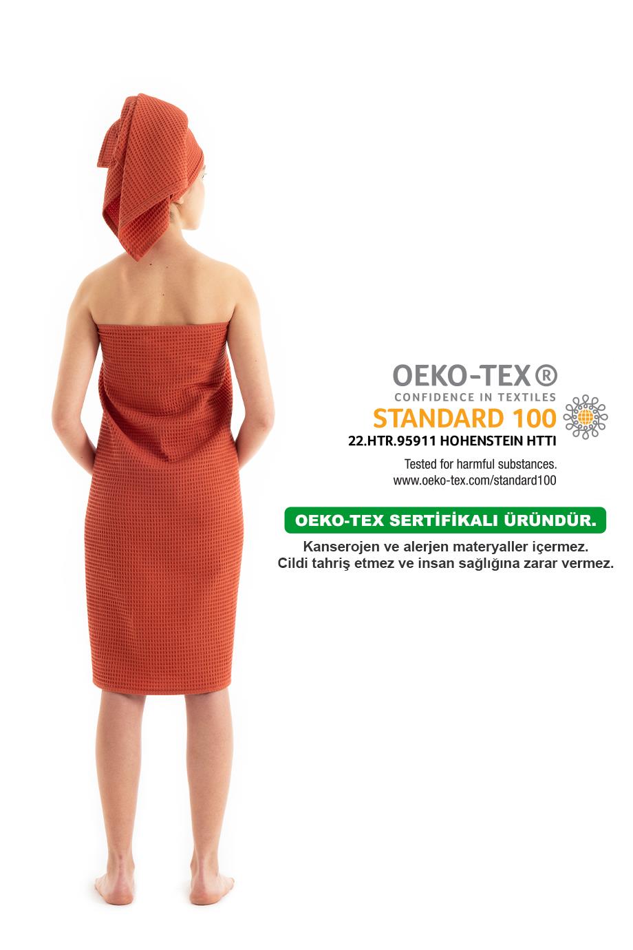 WAFFLE BANYO HAVLU SETİ - KİREMİT