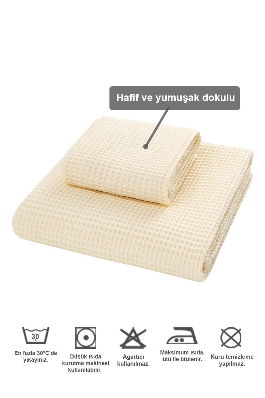WAFFLE BANYO HAVLU SETİ - EKRU